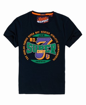 Superdry Super 7 Lite Férfi Pólók Sötétkék | AWIOH0674